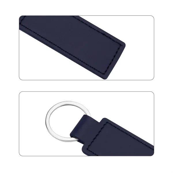 Rectangular PU Leather Keychain  Fob W/ Metal Ring - Rectangular PU Leather Keychain  Fob W/ Metal Ring - Image 3 of 4