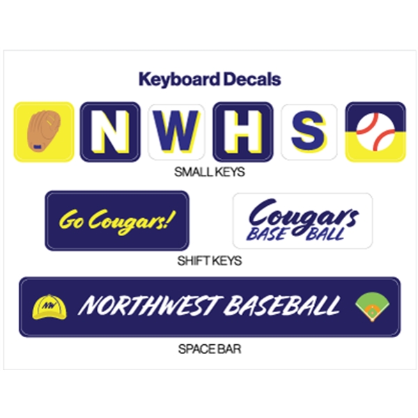 Tech Decals for Keyboard on 4" x 3.5" Sheet - White Vinyl