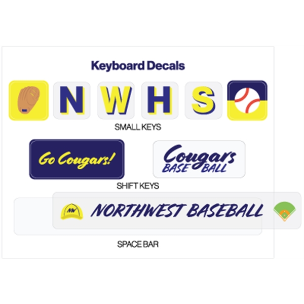 Custom Tech Decals for Keyboard on 4" x 3.5" Sheet - Clear Vinyl