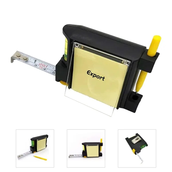 Tape Measure w/Notepad, Pen, Level & Belt Clip - Tape Measure w/Notepad, Pen, Level & Belt Clip - Image 0 of 3