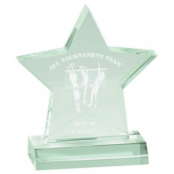 5" x 5" Jade Star Acrylic Award with 4" Base - 5" x 5" Jade Star Acrylic Award with 4" Base - Image 0 of 1