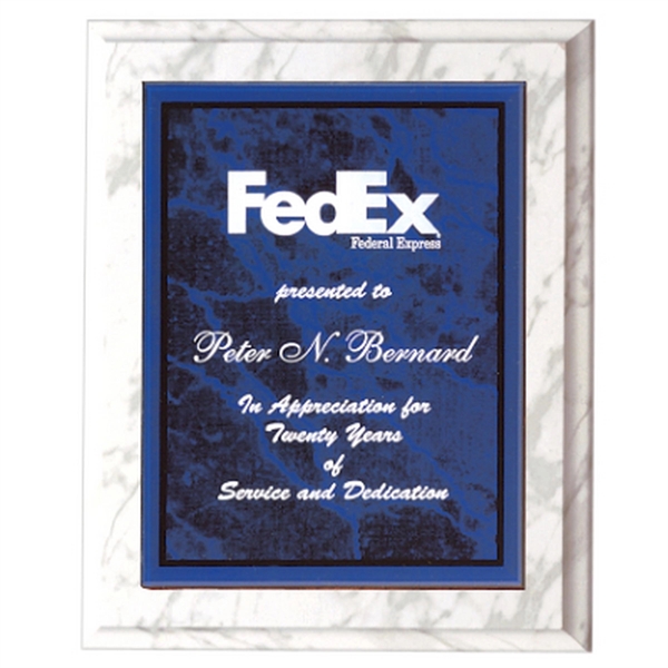 Walnut Finish Plaque with Marble Acrylic Plate - Walnut Finish Plaque with Marble Acrylic Plate - Image 4 of 4