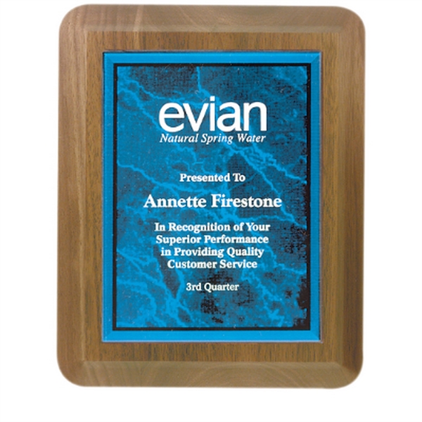 Walnut Finish Plaque with Marble Acrylic Plate - Walnut Finish Plaque with Marble Acrylic Plate - Image 2 of 4