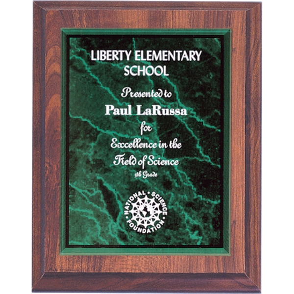 Walnut Finish Plaque with Marble Acrylic Plate - Walnut Finish Plaque with Marble Acrylic Plate - Image 3 of 4