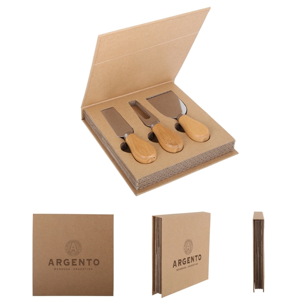 3-Pc Cheese Knife Set with Cardboard Gift Box