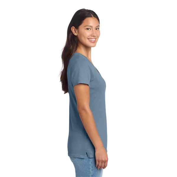 Port & Co Women's Beach Wash Garment-Dyed V-Neck Tee - Port & Co Women's Beach Wash Garment-Dyed V-Neck Tee - Image 4 of 34