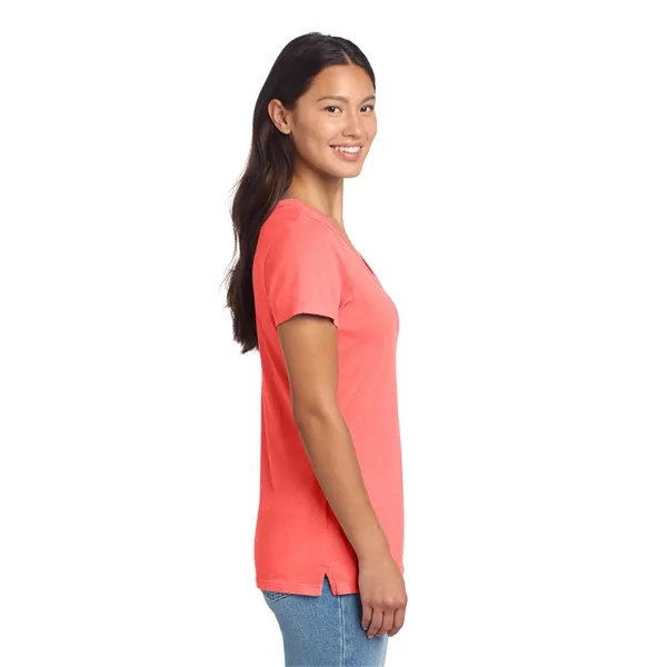 Port & Co Women's Beach Wash Garment-Dyed V-Neck Tee - Port & Co Women's Beach Wash Garment-Dyed V-Neck Tee - Image 16 of 34