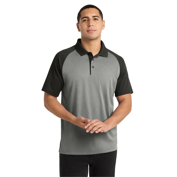Sport-Tek PosiCharge RacerMesh Raglan Heather Block Polo. - Sport-Tek PosiCharge RacerMesh Raglan Heather Block Polo. - Image 0 of 14