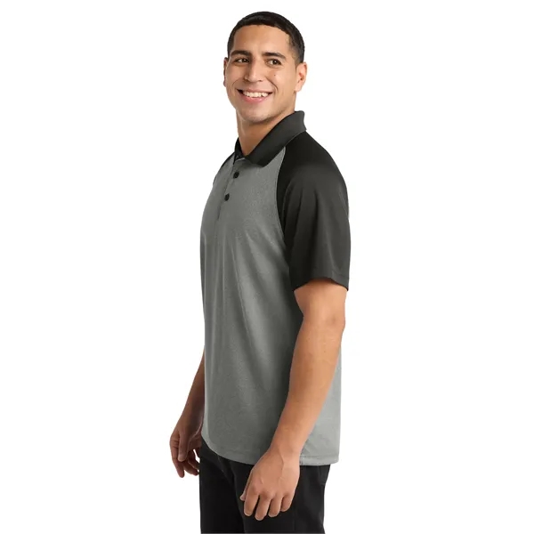 Sport-Tek PosiCharge RacerMesh Raglan Heather Block Polo. - Sport-Tek PosiCharge RacerMesh Raglan Heather Block Polo. - Image 2 of 14