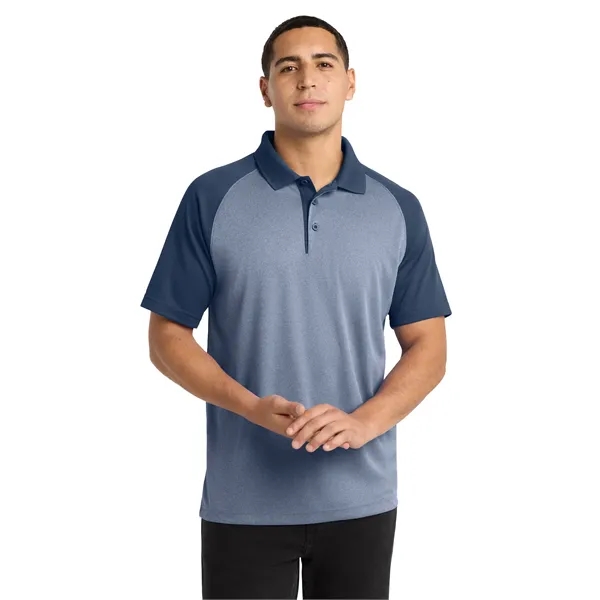 Sport-Tek PosiCharge RacerMesh Raglan Heather Block Polo. - Sport-Tek PosiCharge RacerMesh Raglan Heather Block Polo. - Image 5 of 14