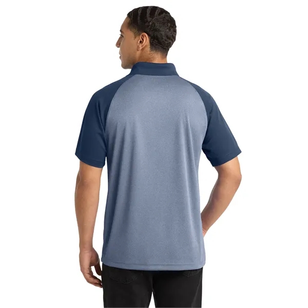 Sport-Tek PosiCharge RacerMesh Raglan Heather Block Polo. - Sport-Tek PosiCharge RacerMesh Raglan Heather Block Polo. - Image 6 of 14