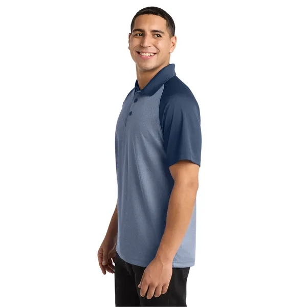 Sport-Tek PosiCharge RacerMesh Raglan Heather Block Polo. - Sport-Tek PosiCharge RacerMesh Raglan Heather Block Polo. - Image 7 of 14