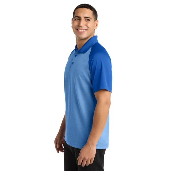 Sport-Tek PosiCharge RacerMesh Raglan Heather Block Polo. - Sport-Tek PosiCharge RacerMesh Raglan Heather Block Polo. - Image 12 of 14