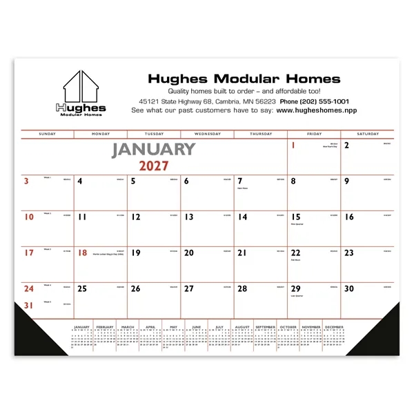 Triumph® Calendars Red & Black Desk Pad with Vinyl Corners - Triumph® Calendars Red & Black Desk Pad with Vinyl Corners - Image 2 of 6
