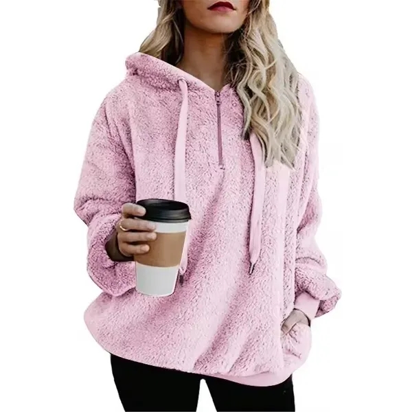 Women's Oversized Fuzzy Pullover Hoodies - Women's Oversized Fuzzy Pullover Hoodies - Image 1 of 5