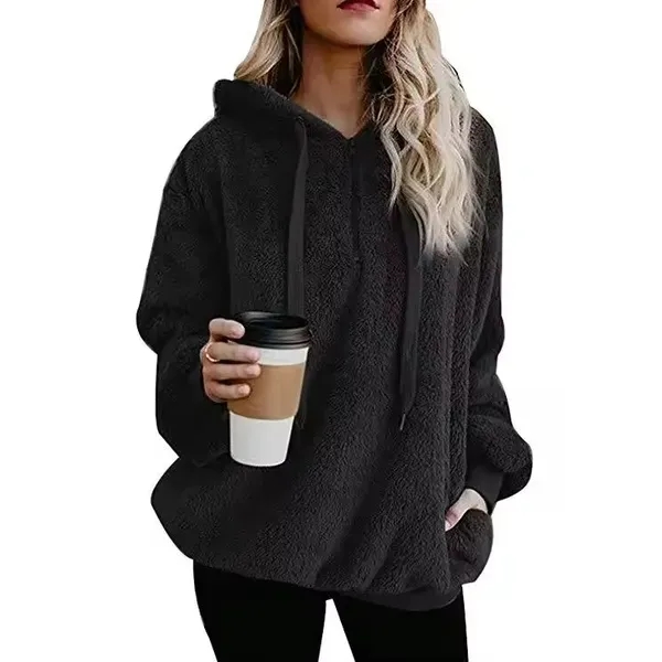 Women's Oversized Fuzzy Pullover Hoodies - Women's Oversized Fuzzy Pullover Hoodies - Image 2 of 5
