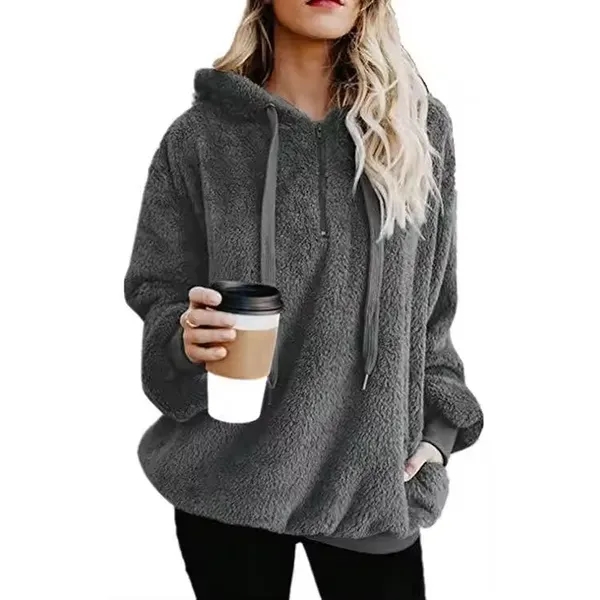 Women's Oversized Fuzzy Pullover Hoodies - Women's Oversized Fuzzy Pullover Hoodies - Image 3 of 5
