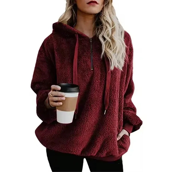 Women's Oversized Fuzzy Pullover Hoodies - Women's Oversized Fuzzy Pullover Hoodies - Image 4 of 5