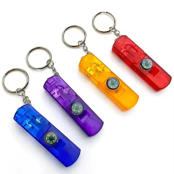 Keychain with Whistle, Compass, & LED Light - Keychain with Whistle, Compass, & LED Light - Image 0 of 3