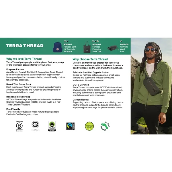 Terra Thread Fairtrade Earth 15" Computer Backpck - Terra Thread Fairtrade Earth 15" Computer Backpck - Image 1 of 18