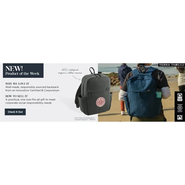 Terra Thread Fairtrade Earth 15" Computer Backpck - Terra Thread Fairtrade Earth 15" Computer Backpck - Image 3 of 18