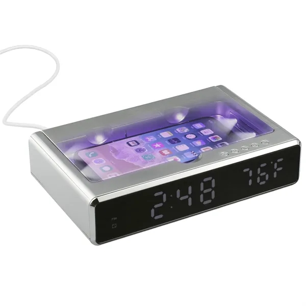 UV Sanitizer Desk Clock with Wireless Charging - UV Sanitizer Desk Clock with Wireless Charging - Image 7 of 9