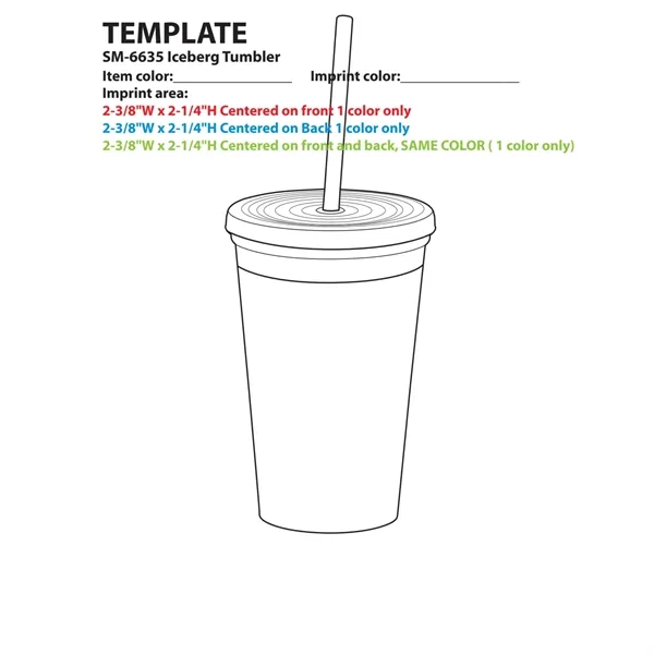 Iceberg 16oz Double-Wall Tumbler w/Straw - Iceberg 16oz Double-Wall Tumbler w/Straw - Image 1 of 2