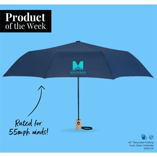 42" Recycled Folding Auto Open Umbrella - 42" Recycled Folding Auto Open Umbrella - Image 3 of 81