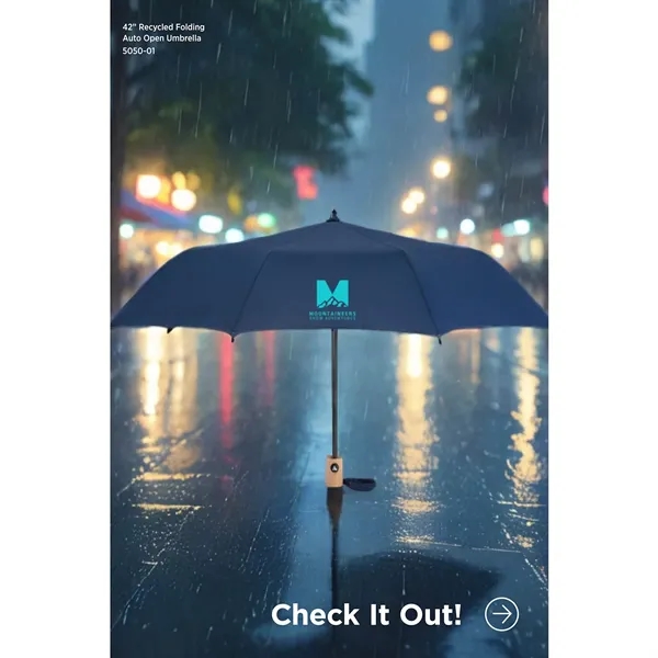 42" Recycled Folding Auto Open Umbrella - 42" Recycled Folding Auto Open Umbrella - Image 7 of 81