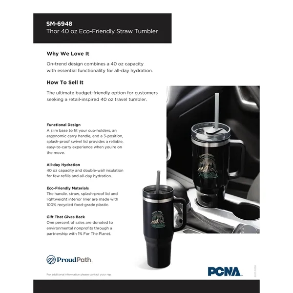 Thor 40oz Eco-Friendly Straw Tumbler - Thor 40oz Eco-Friendly Straw Tumbler - Image 3 of 86