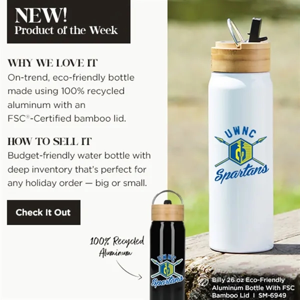 Billy 26oz ECO Aluminum Bottle w/ FSC® Bamboo Lid - Billy 26oz ECO Aluminum Bottle w/ FSC® Bamboo Lid - Image 3 of 42