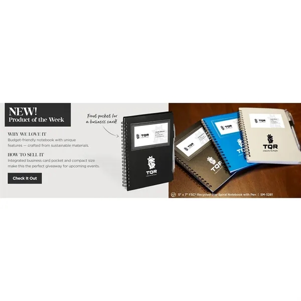 FSC® Recycled 5" x 7" Star Spiral Notebook with Pe - FSC® Recycled 5" x 7" Star Spiral Notebook with Pe - Image 1 of 33