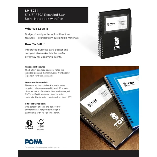 FSC® Recycled 5" x 7" Star Spiral Notebook with Pe - FSC® Recycled 5" x 7" Star Spiral Notebook with Pe - Image 7 of 33