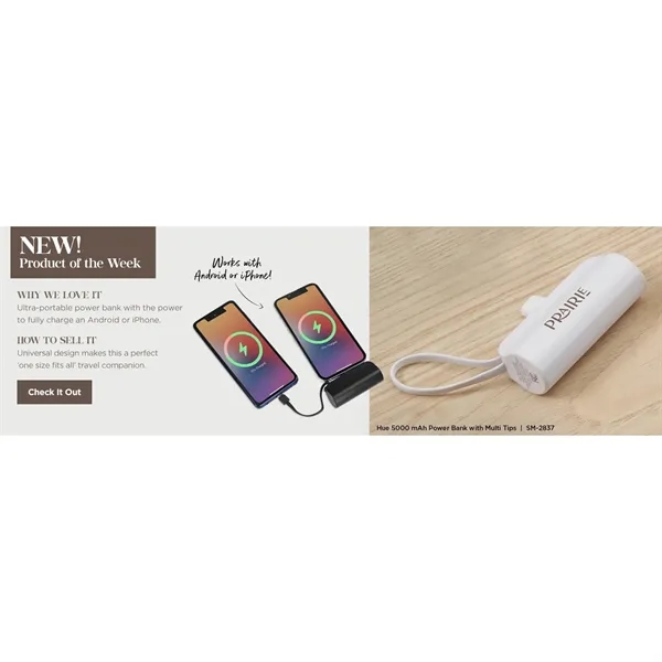 Hue 5000 mAh Power Bank with Multi Tips - Hue 5000 mAh Power Bank with Multi Tips - Image 1 of 33