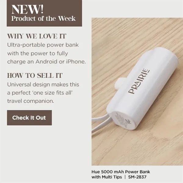 Hue 5000 mAh Power Bank with Multi Tips - Hue 5000 mAh Power Bank with Multi Tips - Image 3 of 33