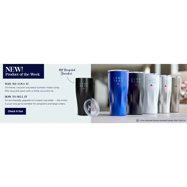 Victor Recycled Vacuum Insulated Tumbler 20oz - Victor Recycled Vacuum Insulated Tumbler 20oz - Image 1 of 43