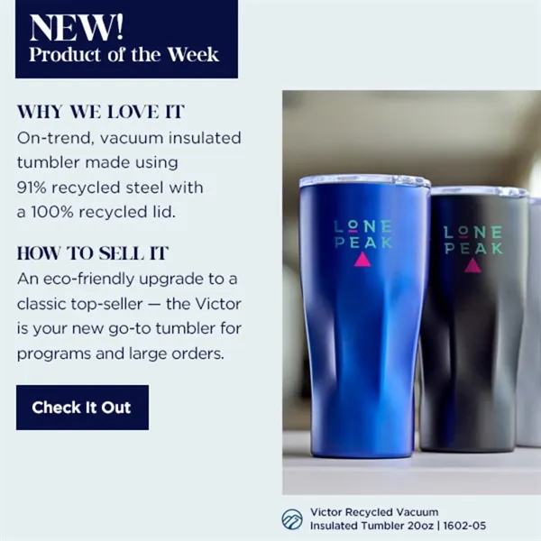 Victor Recycled Vacuum Insulated Tumbler 20oz - Victor Recycled Vacuum Insulated Tumbler 20oz - Image 3 of 43