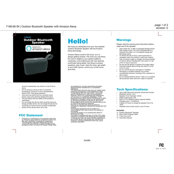 Outdoor Bluetooth Speaker with Microphone - Outdoor Bluetooth Speaker with Microphone - Image 1 of 5