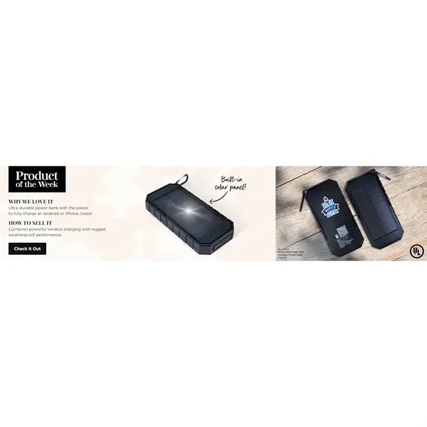 UL Listed 10000 IPX5 Solar 15W Wireless Power Ban - UL Listed 10000 IPX5 Solar 15W Wireless Power Ban - Image 1 of 9