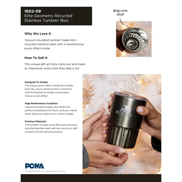 Elite Geometry Recycled Stainless Tumbler 16oz - Elite Geometry Recycled Stainless Tumbler 16oz - Image 5 of 9