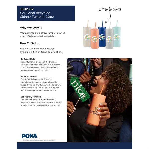 Sol Tonal Straw Tumbler 20oz - Sol Tonal Straw Tumbler 20oz - Image 5 of 13