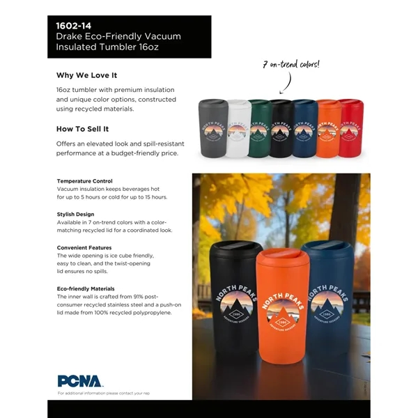 Drake Eco-Friendly Vacuum Insulated Tumbler 16oz - Drake Eco-Friendly Vacuum Insulated Tumbler 16oz - Image 1 of 30