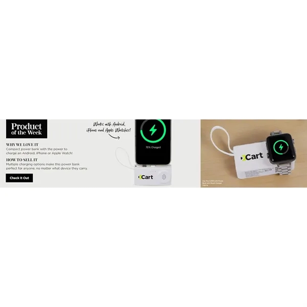 Hue Plus 5000 mAh Power Bank with Watch Charger - Hue Plus 5000 mAh Power Bank with Watch Charger - Image 1 of 15