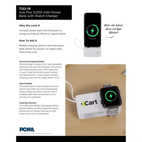 Hue Plus 5000 mAh Power Bank with Watch Charger - Hue Plus 5000 mAh Power Bank with Watch Charger - Image 5 of 15