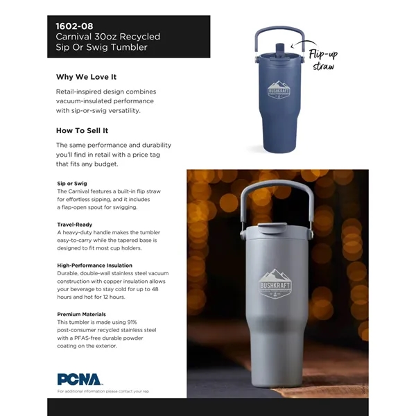 Carnival Recycled Sip Or Swig Tumbler 30oz - Carnival Recycled Sip Or Swig Tumbler 30oz - Image 5 of 27