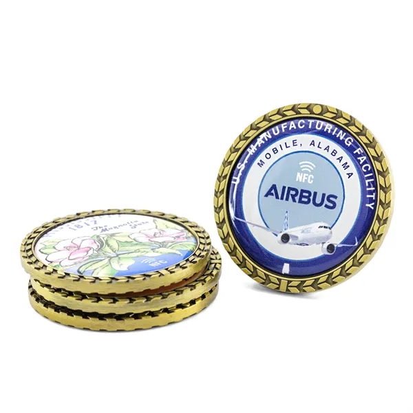 NFC Challenge Coin w/ Wreath Border (1.75") - NFC Challenge Coin w/ Wreath Border (1.75") - Image 0 of 6