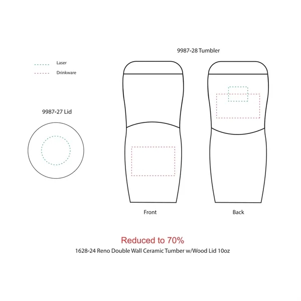 Reno Double Wall Ceramic Tumbler w/Wood Lid 10oz - Reno Double Wall Ceramic Tumbler w/Wood Lid 10oz - Image 1 of 10