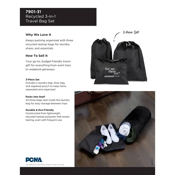 Recycled Travel Bag Set - Recycled Travel Bag Set - Image 5 of 15