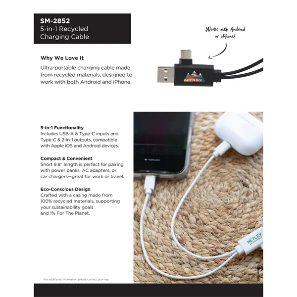5-in-1 Recycled Charging Cable - 5-in-1 Recycled Charging Cable - Image 5 of 14