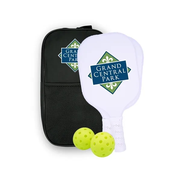 Custom Fiberglass Pickleball Paddle Set with Bag - White - Custom Fiberglass Pickleball Paddle Set with Bag - White - Image 0 of 7